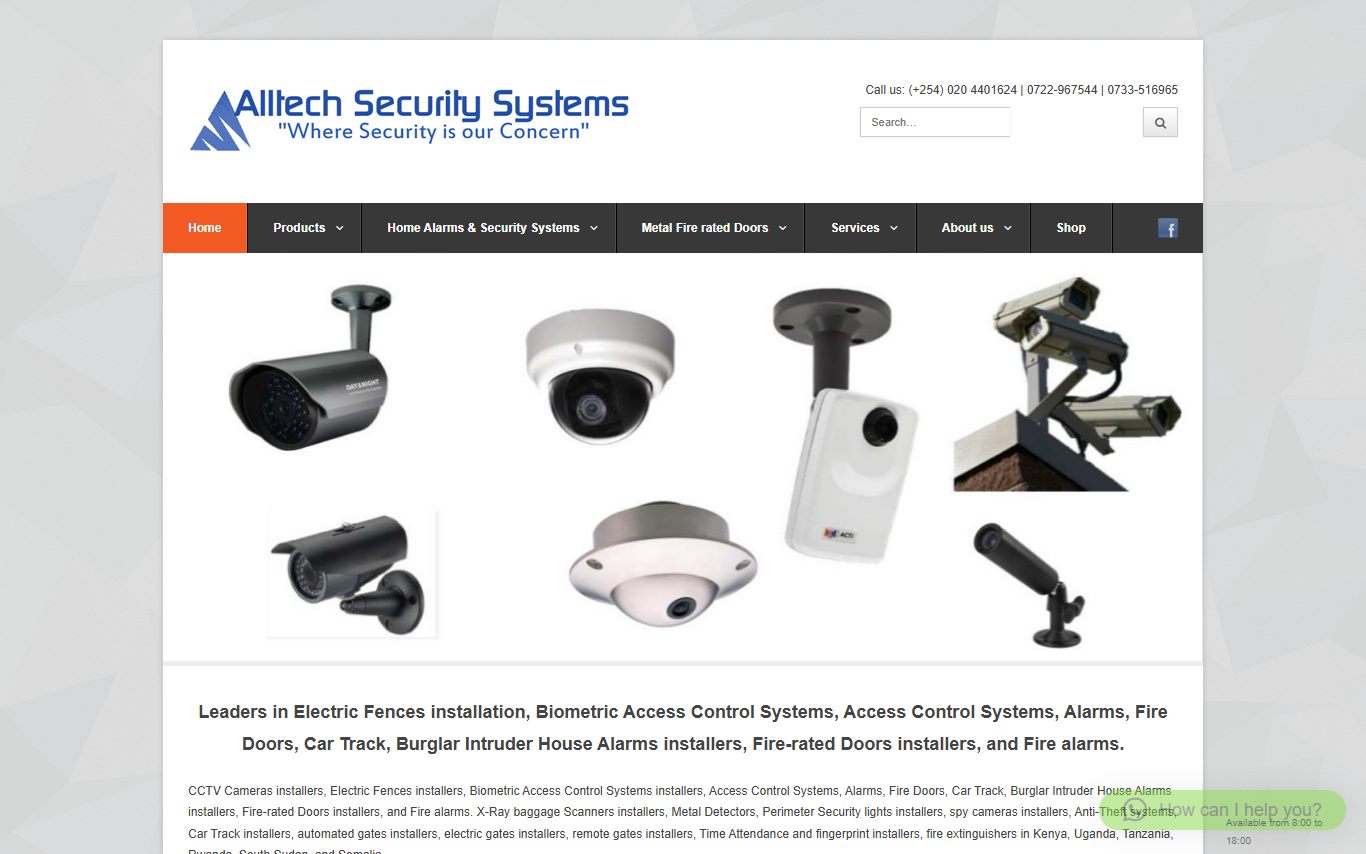 Alltech Security Systems website homepage