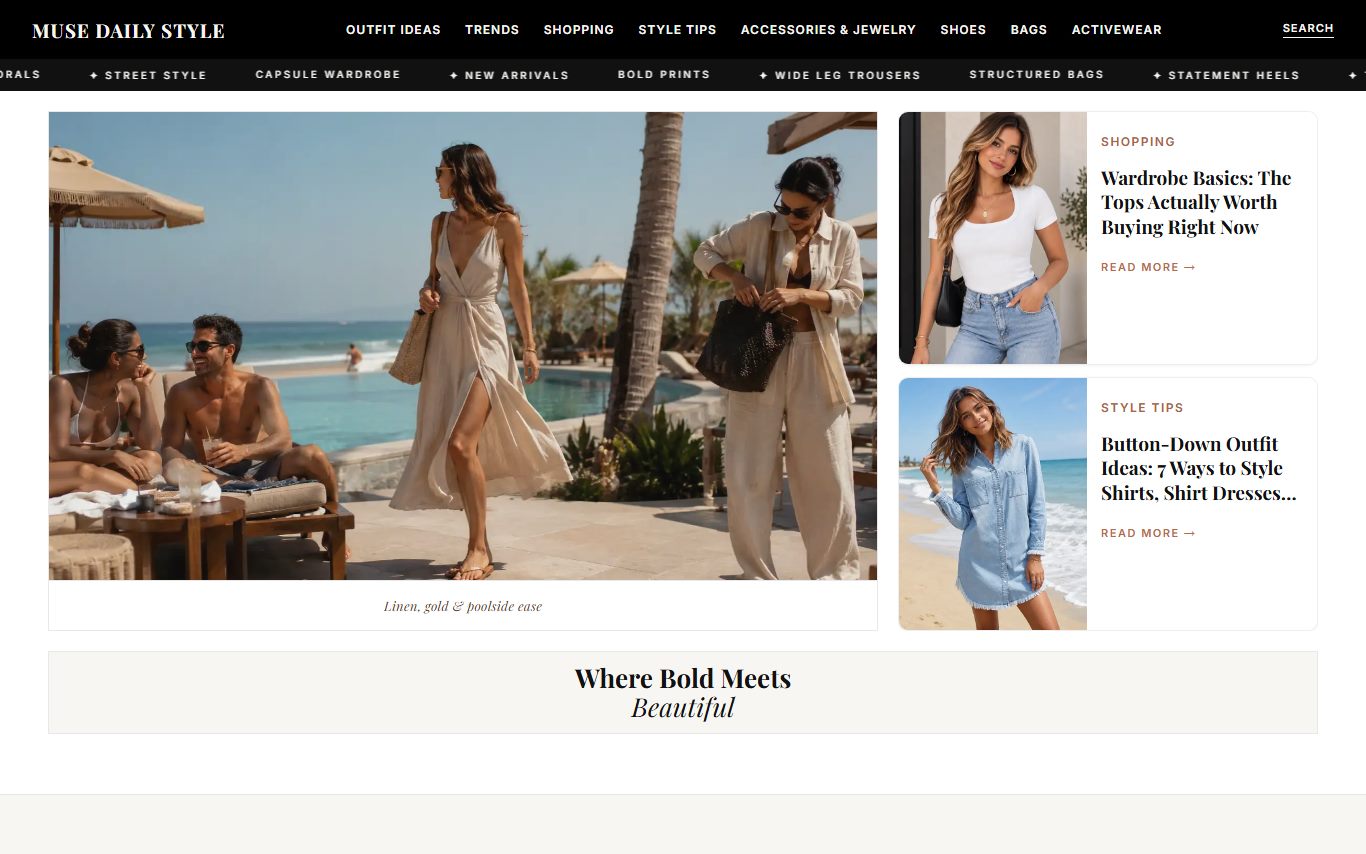 Muse Daily Style fashion blog homepage